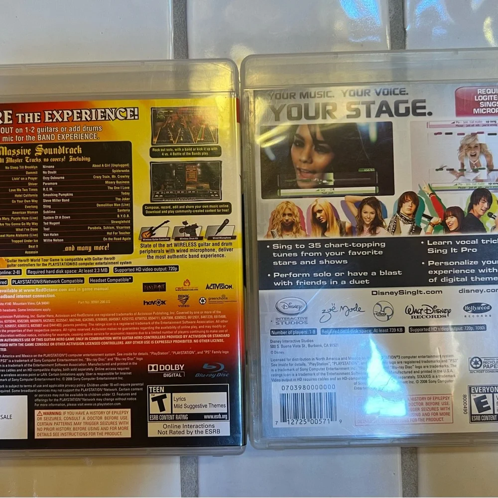 Sony Black guitar hero, and Disney sing it Video Games Collection